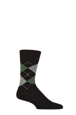 Mens 1 Pair Burlington King Argyle Cotton Socks