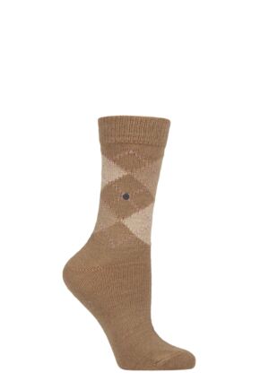 Women's 1 Pair Burlington Whitby Extra Soft Argyle Socks Sun 36-41