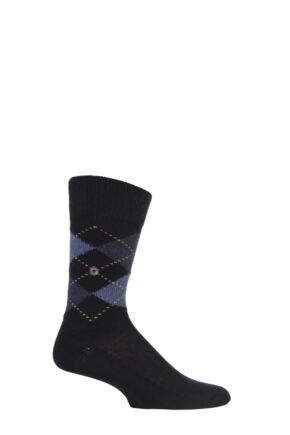 Mens 1 Pair Burlington Preston Extra Soft Feeling Argyle Socks