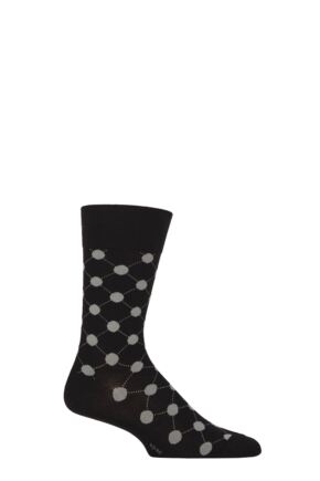 Mens 1 Pair Burlington Daybreaker Large Spots Cotton Socks Black 6.5-11 Mens