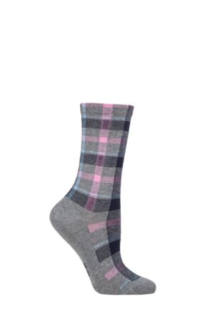 Women's 1 Pair Burlington Modular Check Tartan Cotton Socks