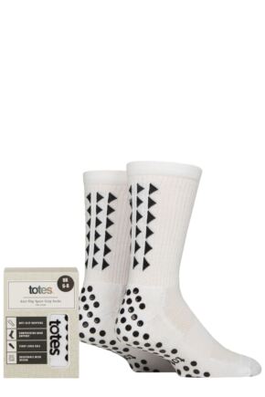 Totes 2 Pair Gripper Sports Socks White 3-5 UK