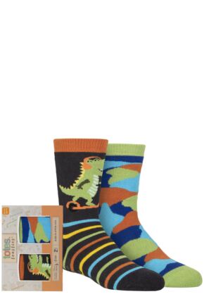 Boys 2 Pair Totes Tots Originals Novelty Slipper Socks Dinosaur 2-3 Years