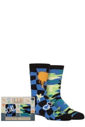 Boys 2 Pair Totes Originals Novelty Slipper Socks