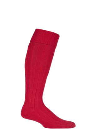 Mens and Women's 1 Pair SOCKSHOP of London Mohair Knee High Socks With Extra Cushioning and Ribbed Top Red 4-7