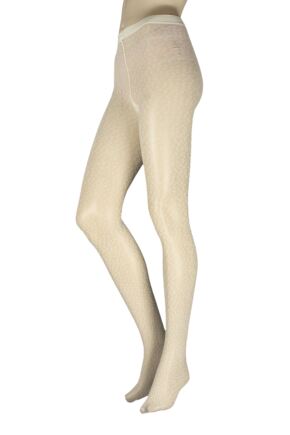 Women's 1 Pair Falke Shell Fragments Printed Sheer Tights Off White S