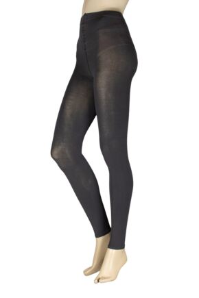 Ladies 1 Pair Falke Cotton Touch Footless Tights Graphite L