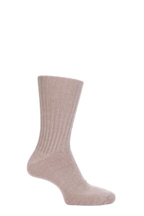 Mens and Women's 1 Pair SOCKSHOP of London Mohair Ribbed Socks With Cushioning Toffee 4-7