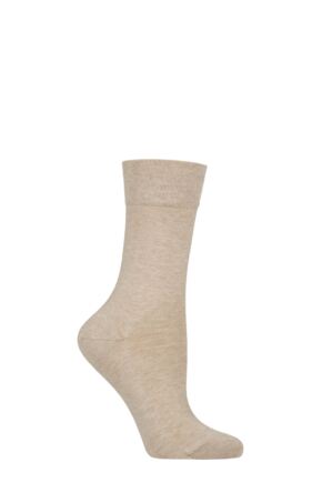 Women's 1 Pair Falke Sensitive London Left And Right Comfort Cuff Cotton Socks Linen Melange 2.5-5 Women's