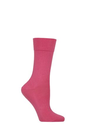 Women's 1 Pair Falke Sensitive London Left And Right Comfort Cuff Cotton Socks Candy 2.5-5 Women's