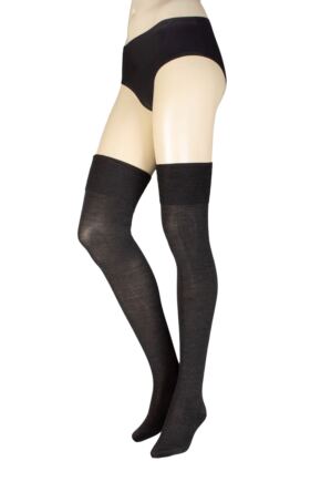 Women's 1 Pair Falke Soft Merino Wool Over the Knee Socks Anthracite 4-5 Ladies