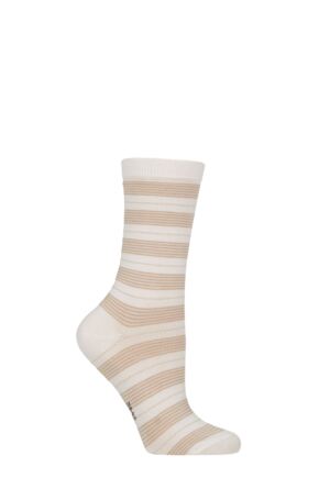 Women's 1 Pair Falke Stripe Uniform Cotton Socks White 35-38