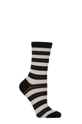 Women's 1 Pair Falke Stripe Uniform Cotton Socks Black 35-38