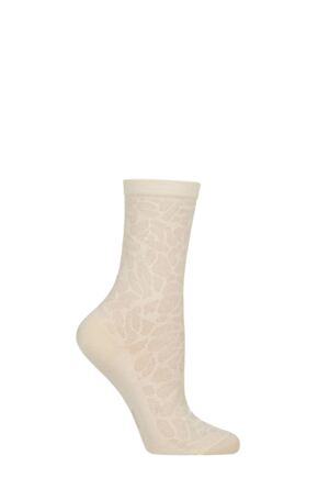 Women's 1 Pair Falke Creole Texture Animal Print Cotton Socks Off White 4-5 Women's