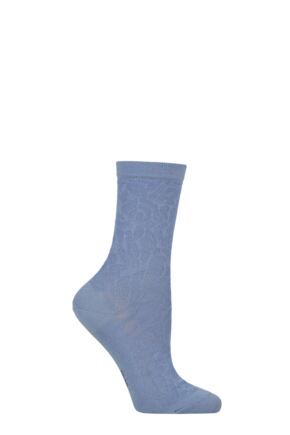 Women's 1 Pair Falke Creole Texture Animal Print Cotton Socks Ice Blue 4-5 Women's