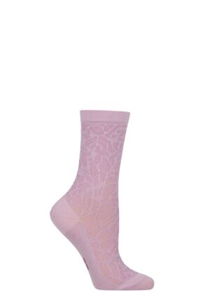 Women's 1 Pair Falke Creole Texture Animal Print Cotton Socks Shell Pink 4-5 Women's