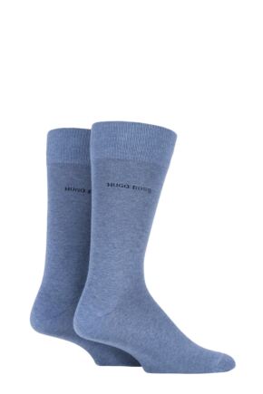 Mens 2 Pair BOSS Plain 75% Cotton Socks