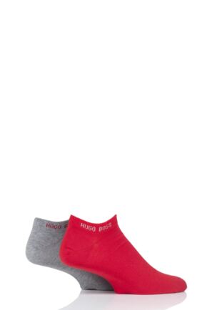 Mens 2 Pair Hugo Boss Plain Cotton Trainer Socks