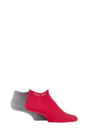 Mens 2 Pair Hugo Boss Plain Cotton Trainer Socks