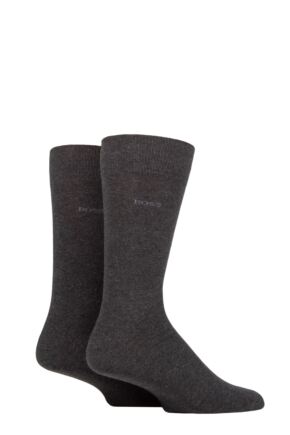 Mens 2 Pair BOSS Soft Cotton Plain Socks