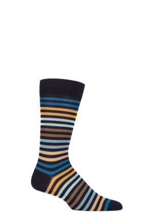 Mens 1 Pair Pantherella Kilburn Striped Cotton Lisle Socks