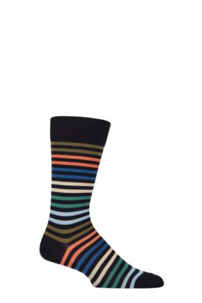 Mens 1 Pair Pantherella Kilburn Striped Cotton Lisle Socks