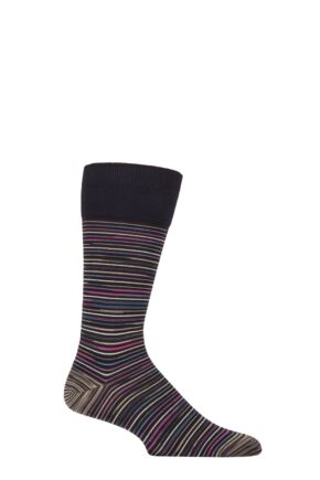 Mens 1 Pair Pantherella Atolla Organic Cotton Striped Socks