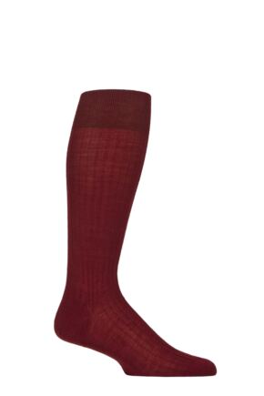 Mens 1 Pair Pantherella Merino Wool Rib Knee High Socks Wine 10-12 Mens