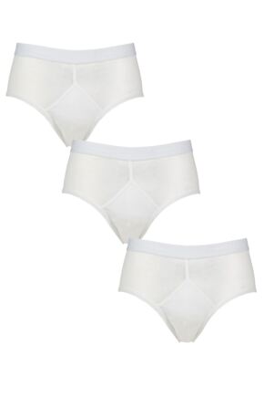 Mens 3 Pack Glenmuir Cotton High Rise Briefs White S