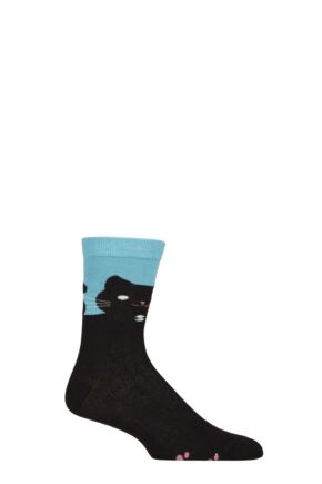 Mens and Women's 1 Pair Shared Earth Fair Trade Black Cat Bamboo Socks