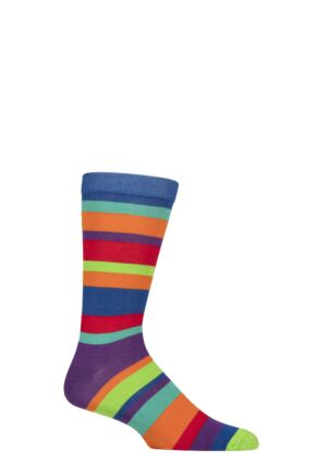 Mens and Women's 1 Pair Shared Earth Fair Trade Bright Stripes Bamboo Socks