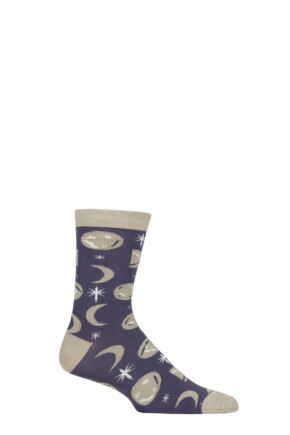 Mens and Women's 1 Pair Shared Earth Fair Trade Moon Phases Bamboo Socks