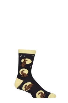 Mens and Women's 1 Pair Shared Earth Fair Trade Hares and Moon Bamboo Socks