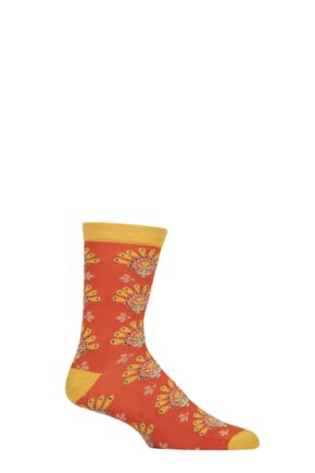 Mens and Women's 1 Pair Shared Earth Fair Trade Indian Inspired Bamboo Socks Rusty Red UK 3-7