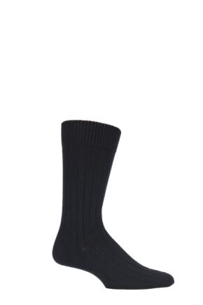 Mens 1 Pair Pantherella Merino Wool Ribbed Leisure Socks