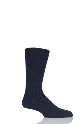 Mens 1 Pair Pantherella Merino Wool Ribbed Leisure Socks