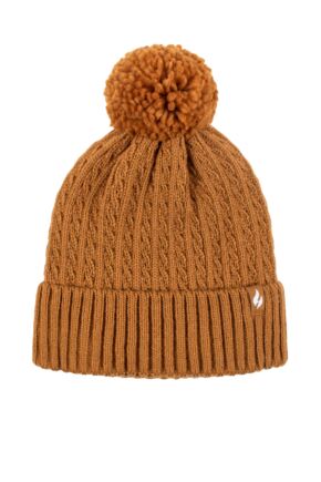 Women's 1 Pack Heat Holders Ellery Cable Turnover Cuff Pom Pom Hat