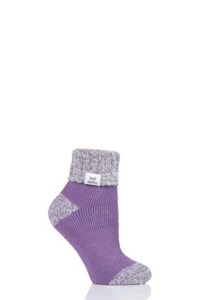 Women's 1 Pair Heat Holders Sleep Rib Turn Over Cuff Socks Lilac 4-8 Ladies