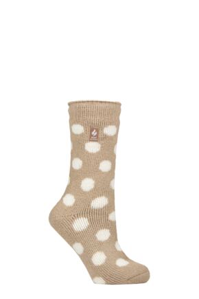 Women's 1 Pair SOCKSHOP Heat Holders 2.3 TOG Patterned Thermal Socks Bold Spot Oat Twist 4-8