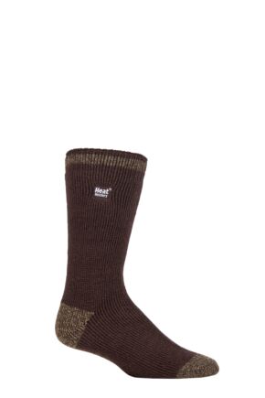 Mens 1 Pair SOCKSHOP Heat Holders 2.3 TOG Patterned and Plain Thermal Socks Twist Heel & Toe Brown 6-11 Mens