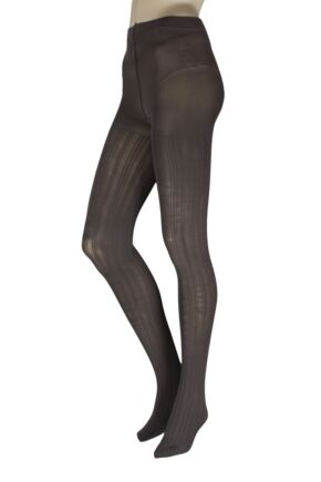 Women's 1 Pair Charnos Opaque Cable Knit Tights Grey S/M