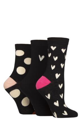 Women's 3 Pair Caroline Gardner Patterned Cotton Socks