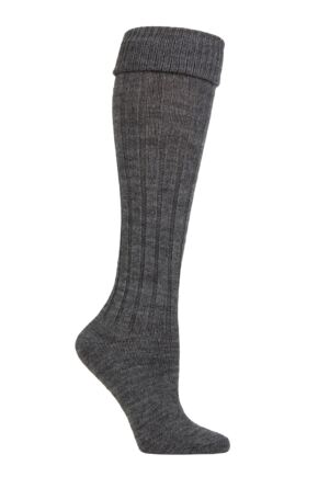 Women's 1 Pair Charnos Turn Over Cuff Wool Boot Socks