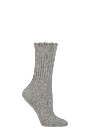 Women's 1 Pair Charnos Rib Scallop Top Cosy Wool Socks