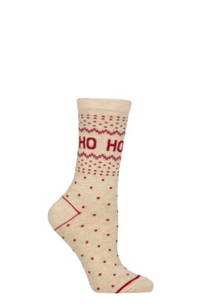 Women's 1 Pair Charnos Christmas Design Cotton Socks Fairisle One Size