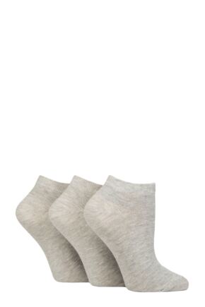 Women's 3 Pair Charnos Organic Cotton Trainer Socks Grey One Size