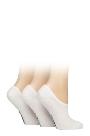 Women's 3 Pair Glenmuir Sport Bamboo Half Cushioned Shoe Liner Socks White 4-8 Women's