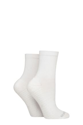 Women's 2 Pair Glenmuir Sport Cotton Half Cushioned Mid Length Yoga Socks with Grips