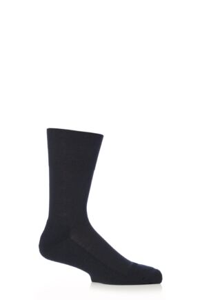 Mens 1 Pair Falke Airport Plus Plain Virgin Wool and Cotton Cushioned Business Socks