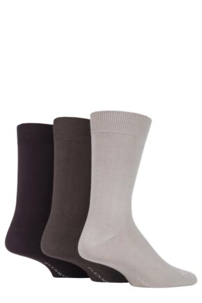 Mens 3 Pair Glenmuir Classic Bamboo Plain Socks Beige